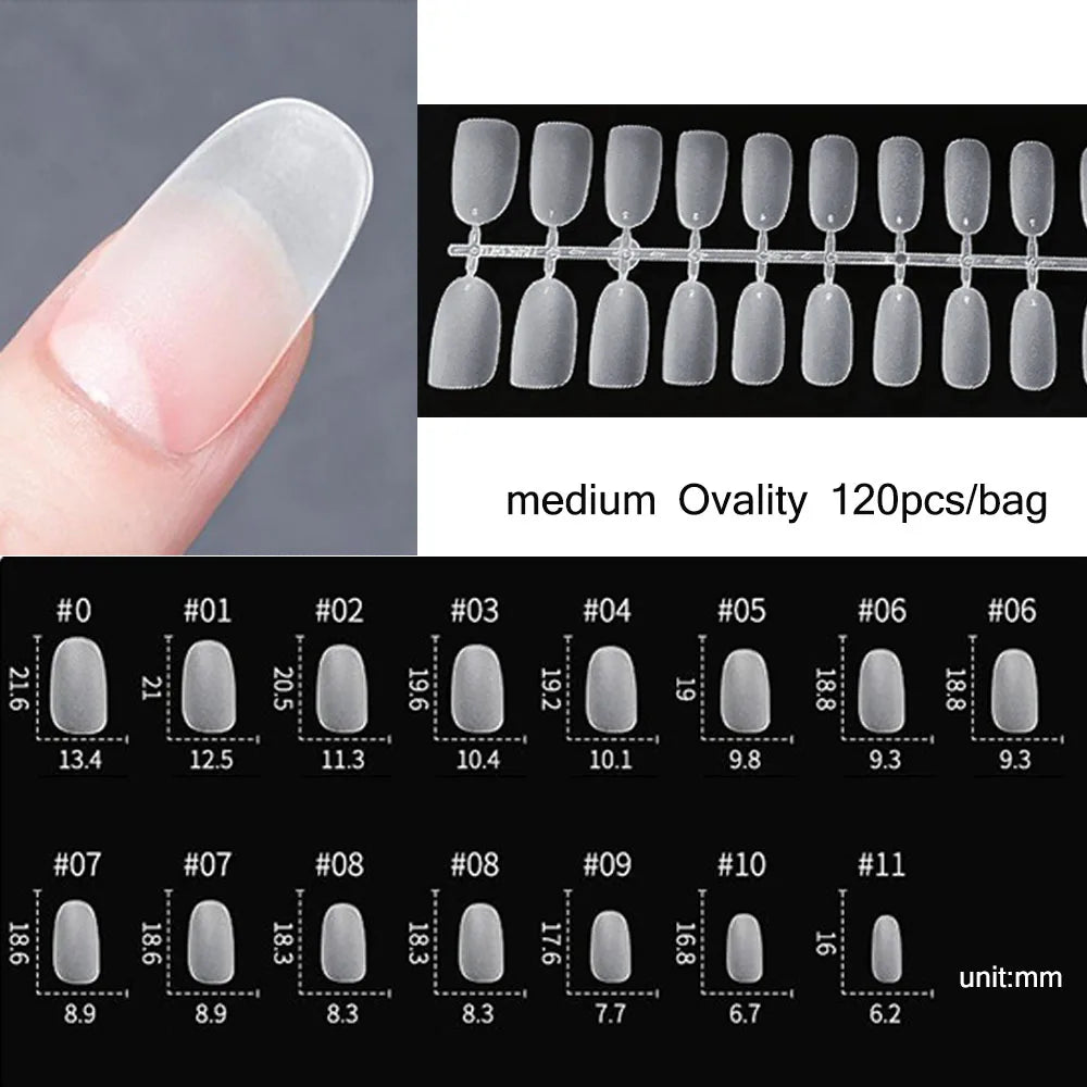 120PCS Matte Press-On Conseils d'ongles – Soft Full-Cover Almond faux ongles pour la manucure bricolage