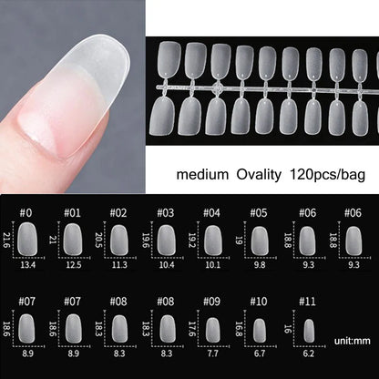 120PCS Matte Press-On Conseils d'ongles – Soft Full-Cover Almond faux ongles pour la manucure bricolage