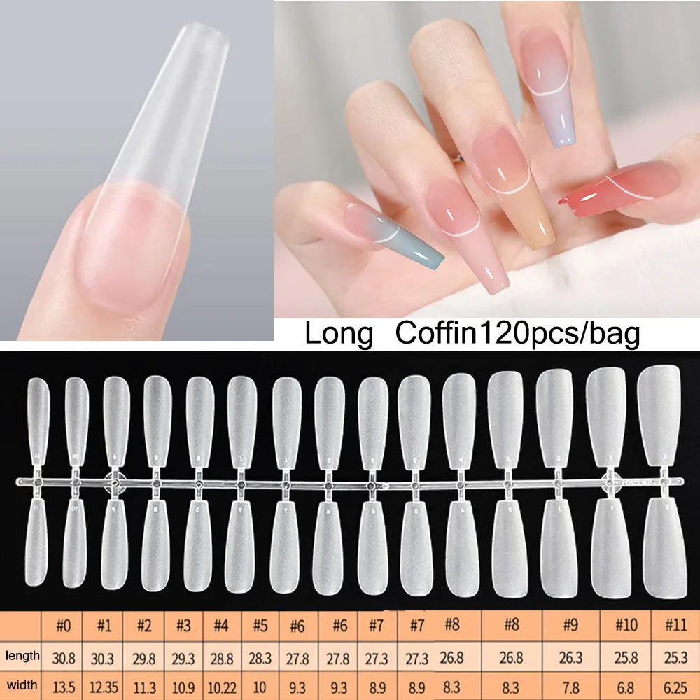 120PCS Matte Press-On Conseils d'ongles – Soft Full-Cover Almond faux ongles pour la manucure bricolage