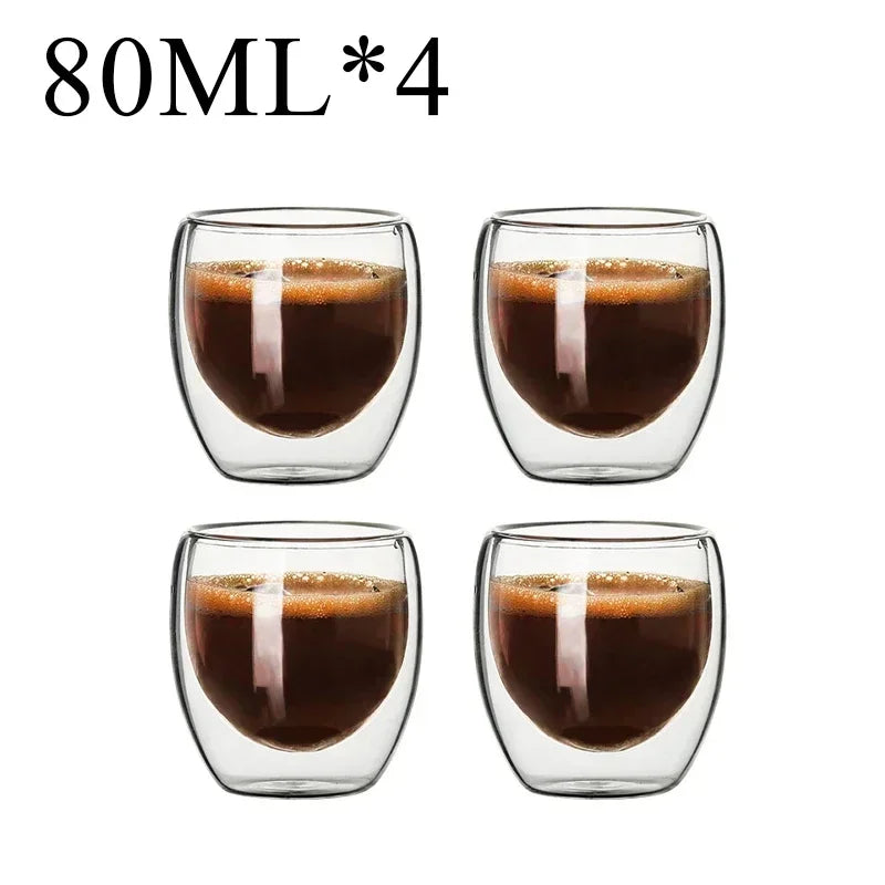 2-18PCS Double mur haute tasses en verre Borosilicate – Thé résistant à la chaleur, café, lait, et tasses de jus, Creative Bar Drinkware