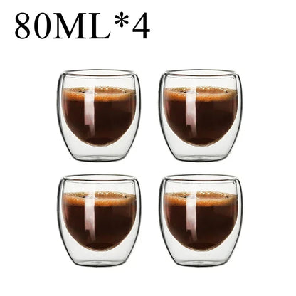 2-18PCS Double mur haute tasses en verre Borosilicate – Thé résistant à la chaleur, café, lait, et tasses de jus, Creative Bar Drinkware