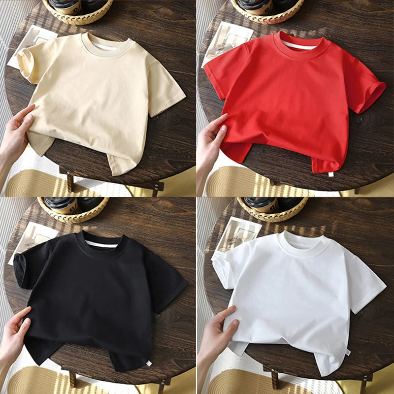 2-10Y Children’s Pure Cotton Short Sleeve Pullover T-Shirt – Baby Boys & Girls Summer Tops