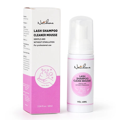 Natuhana 60ml wimperextension Shampoo Mousse, Lash Cleaning Foam voor vals wimpers, zacht & niet-irriterend make-up gereedschap