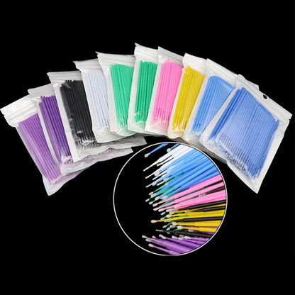 100PCS wimpers reinigen Penselen Micro katoenen swabs voor Lash uitbreidingen en make-up verwijderen