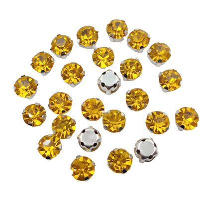 Strass rond en verre avec griffe – Cristaux de base en argent cousue pour vêtements, chaussures et artisanat