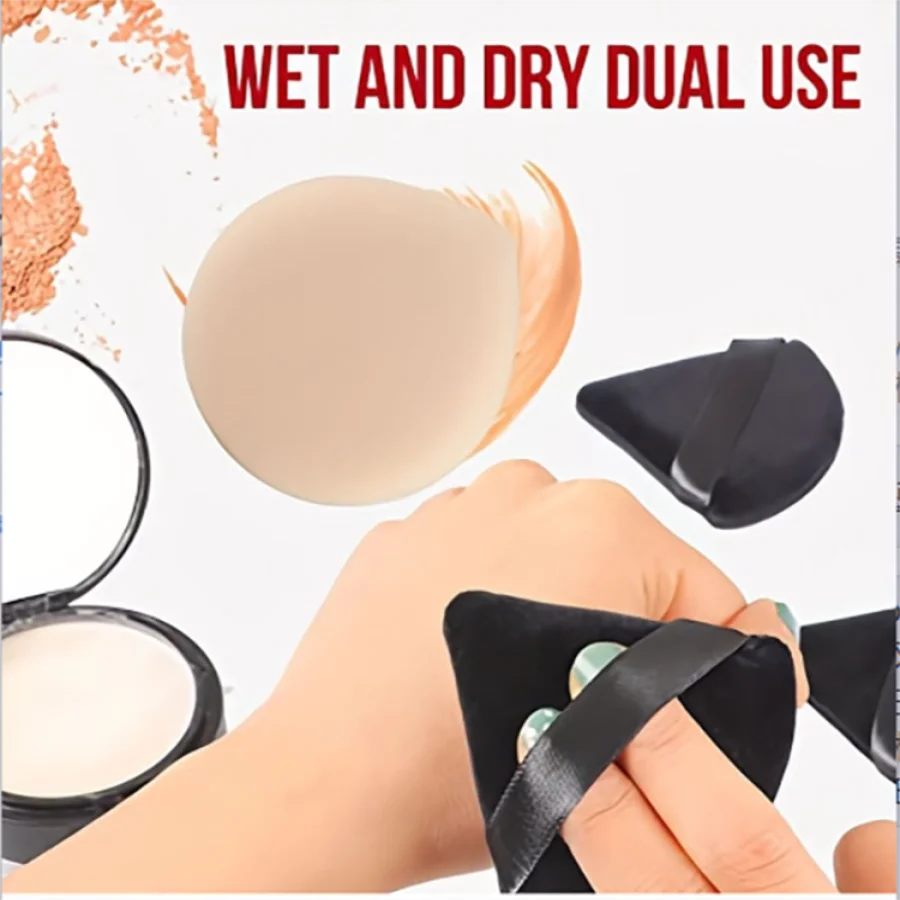 10-Piece Driehoek Powder Puff Set Nat & Dry Cosmetic Sponges for Loose Powder & Foundation