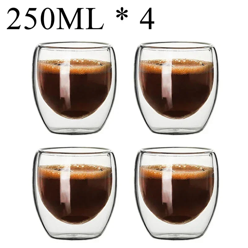 2-18PCS Double mur haute tasses en verre Borosilicate – Thé résistant à la chaleur, café, lait, et tasses de jus, Creative Bar Drinkware