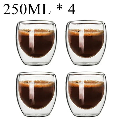2-18PCS Double mur haute tasses en verre Borosilicate – Thé résistant à la chaleur, café, lait, et tasses de jus, Creative Bar Drinkware