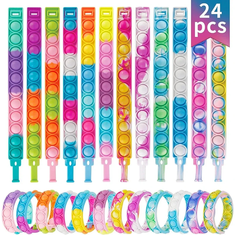 12/24/36PCS Siliconen Kleurrijke Bubble Polsband .Kids Party Favors, Birthday Gifts, bruiloft souvenirs, carnaval & vakantie armbanden