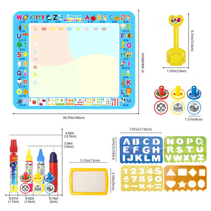 100x80CM Montessori Magic Drawing Board &amp; Reusable Water Doodle Mat voor kinderen Educatieve Kunst & Pen Control Training
