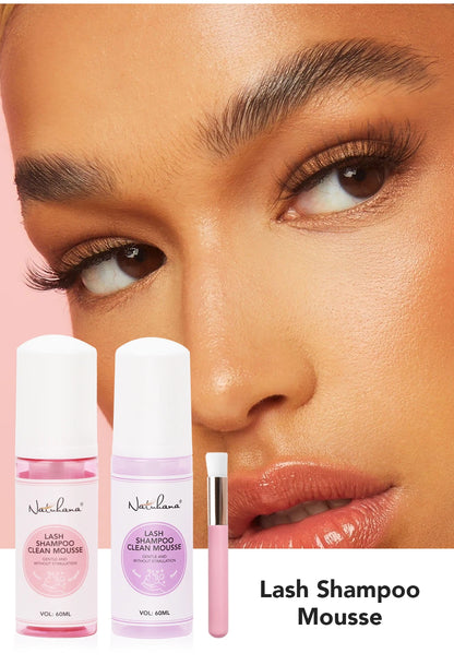 Natuhana 60ml wimperextension Shampoo Mousse, Lash Cleaning Foam voor vals wimpers, zacht & niet-irriterend make-up gereedschap