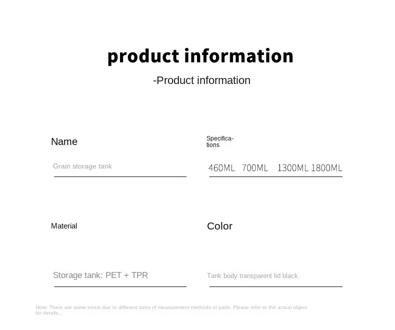 1PC luchtdichte verzegelde opslagpot . . Plastic graan, Pasta & Seizoen Container . .