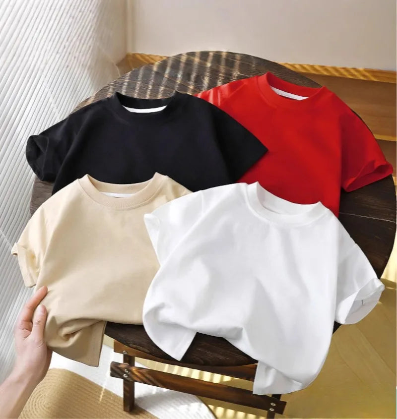2-10Y Children’s Pure Cotton Short Sleeve Pullover T-Shirt – Baby Boys & Girls Summer Tops