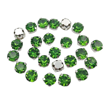 Strass rond en verre avec griffe – Cristaux de base en argent cousue pour vêtements, chaussures et artisanat