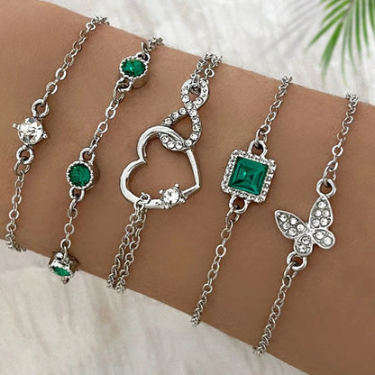 5pcs Vintage Strass Bracelet Set – Infinity & Geometric Designs, Bijoux de mode pour les femmes, Cadeau parfait et port occasionnel